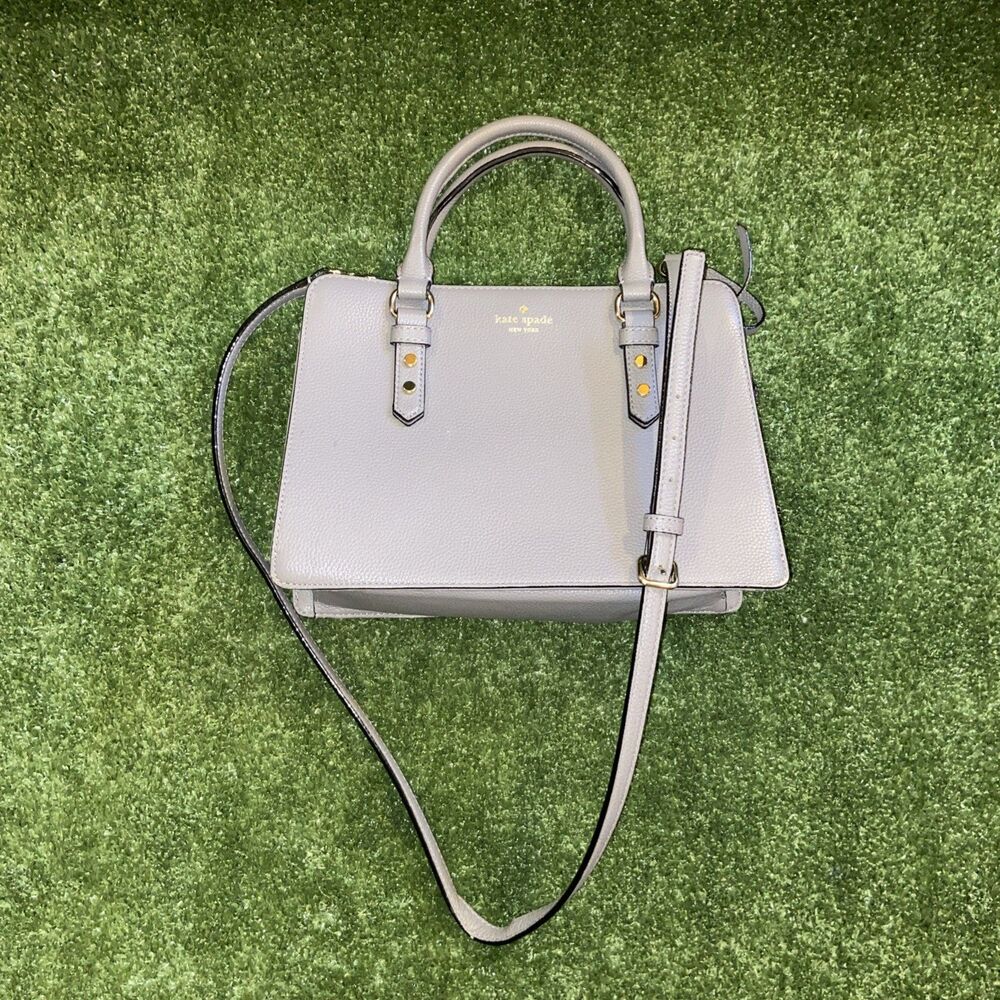 Kate Spade Mulberry Street Lise Purse Gray Leather Satchel Crossbody Handbag M